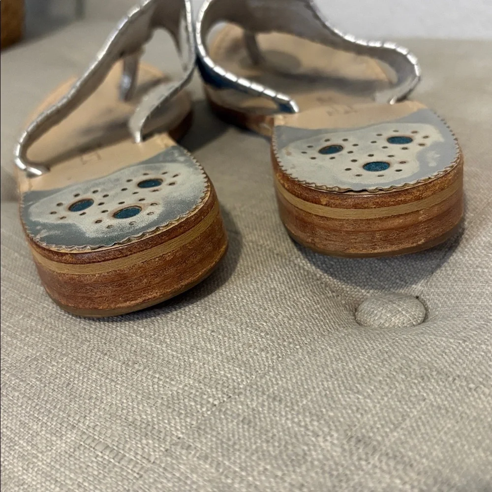 Jack Rogers Sparkly Turquoise and Silver Sandals 8